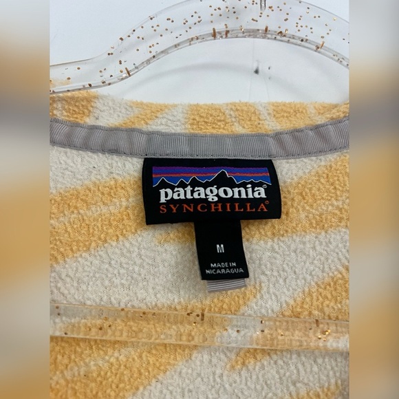 Patagonia Eucalyptus Fronds Vela Peach Synchilla Snap-T Fleece Pullover Size M - Picture 2 of 4